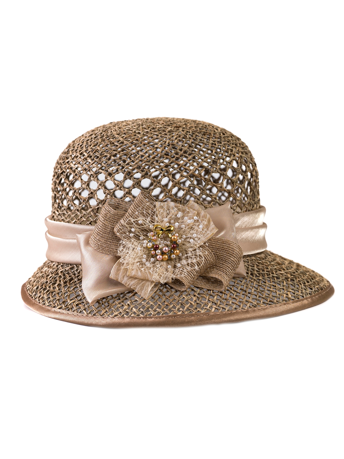 Соломенная шляпка №5 с ажуром по тулии