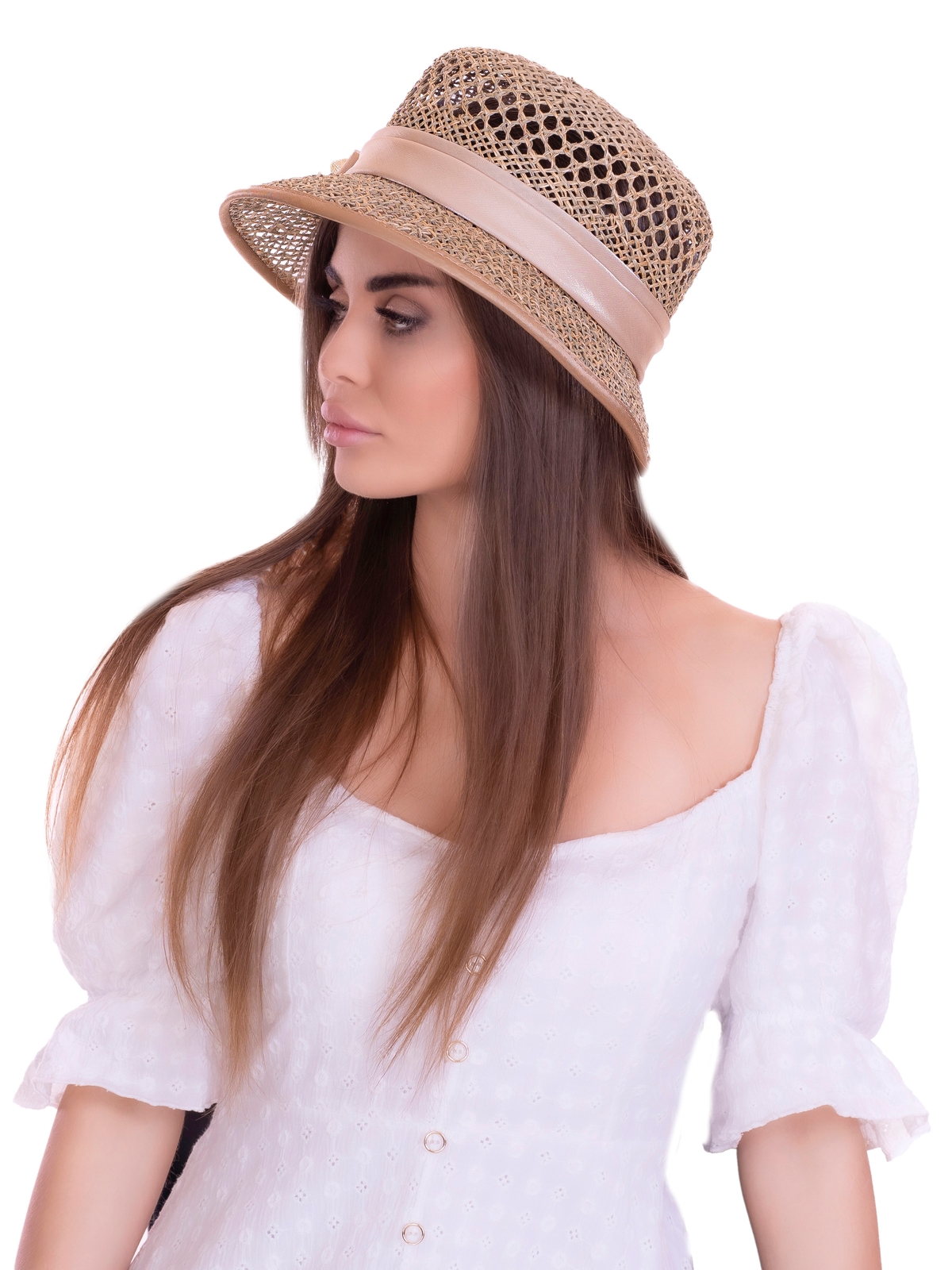 Соломенная шляпка №6с ажуром по тулии --3