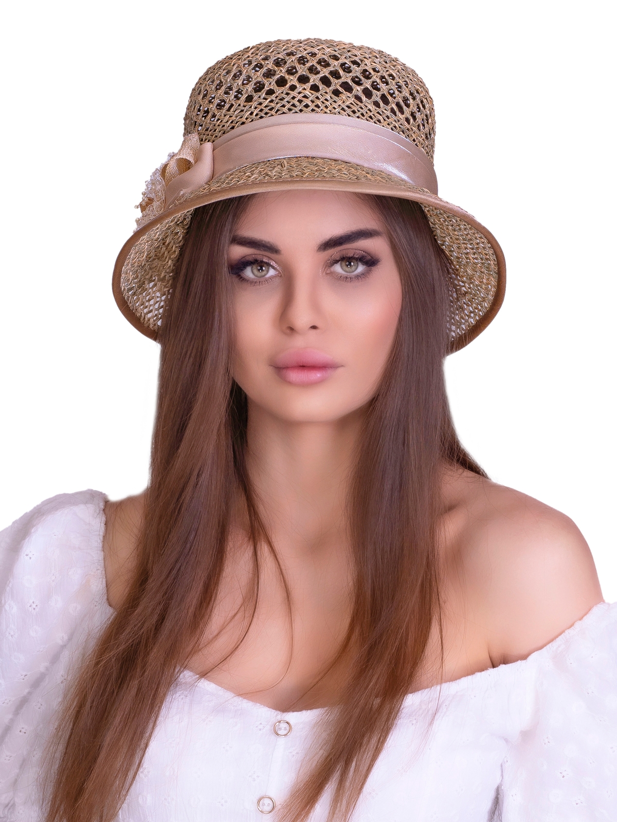 Соломенная шляпка №6с ажуром по тулии --9