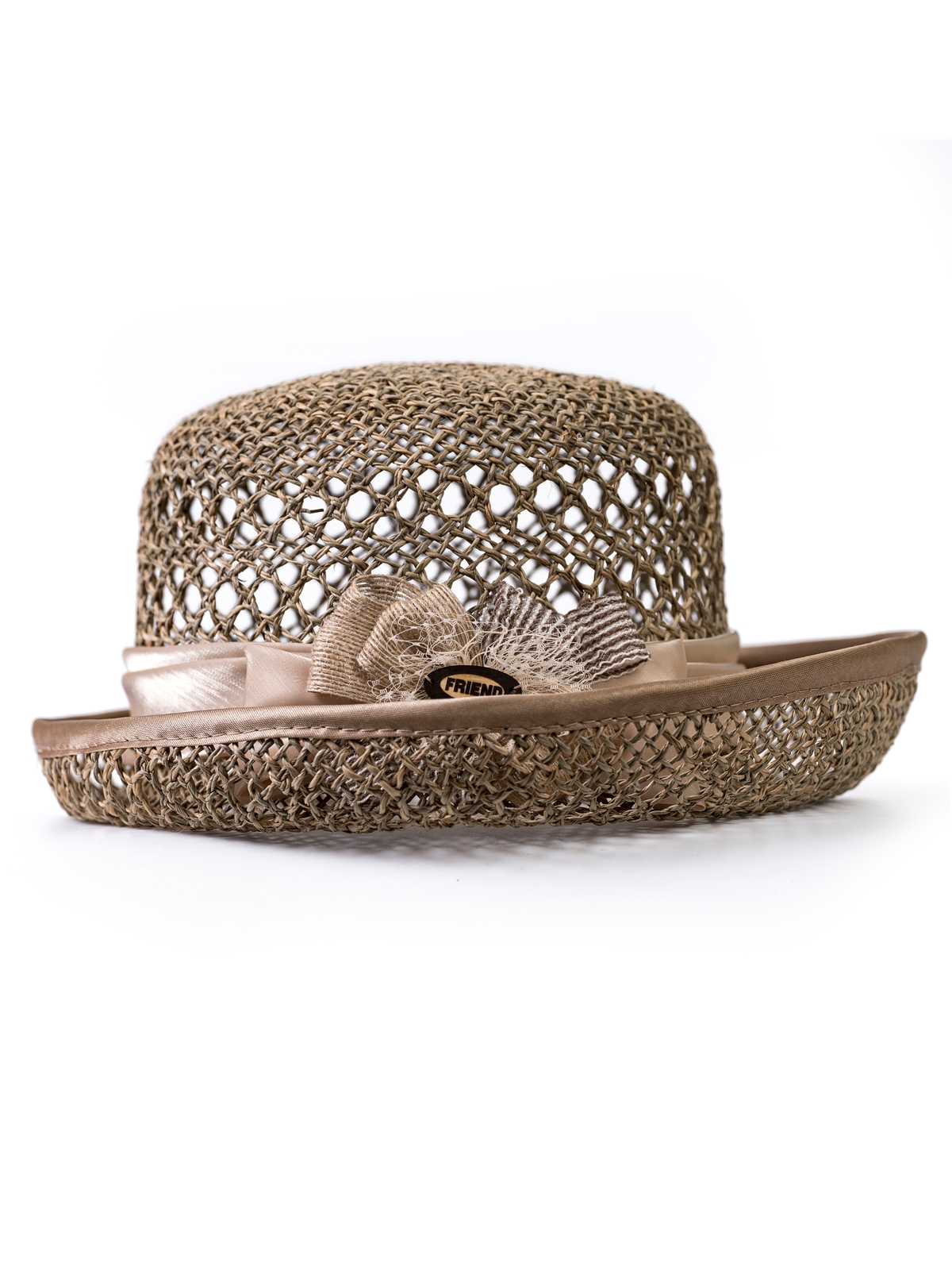 Соломенная шляпка 61 с ажуром по тулии и полю