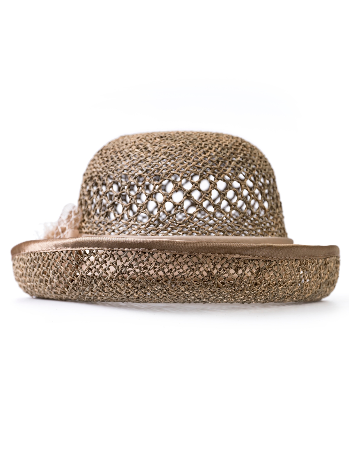 Соломенная шляпка 61 с ажуром по тулии --0
