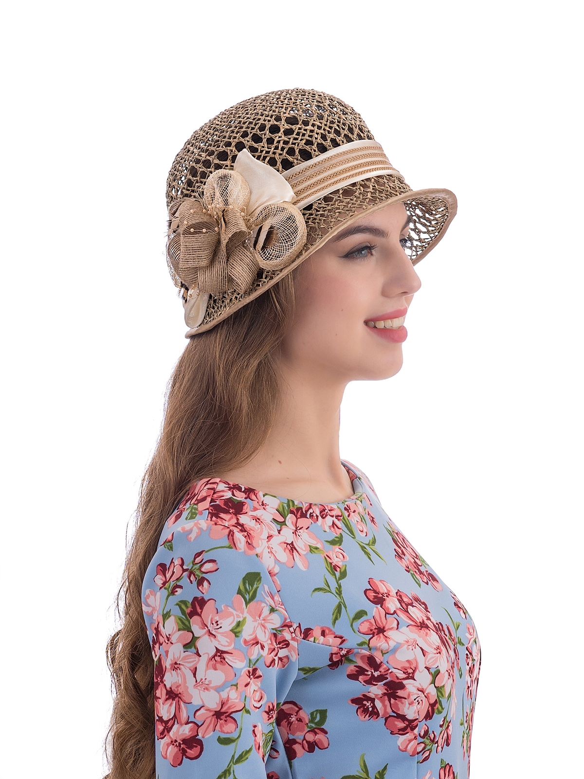 Соломенная шляпка 69 с ажуром по тулии и полю--3