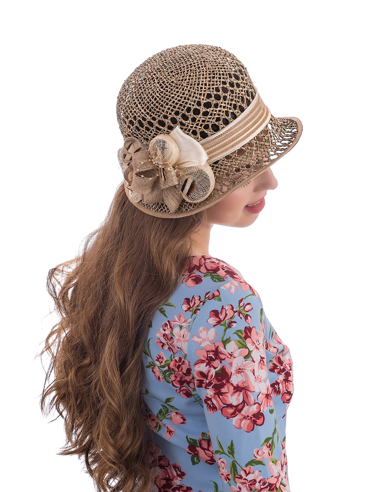 Соломенная шляпка 69 с ажуром по тулии и полю--4