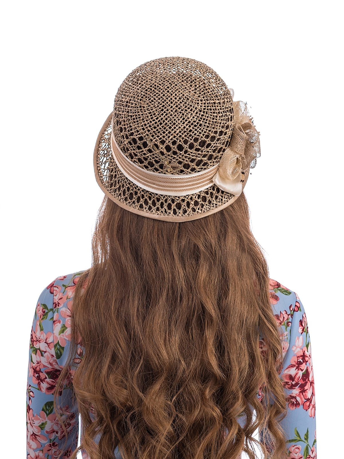 Соломенная шляпка 69 с ажуром по тулии и полю--5