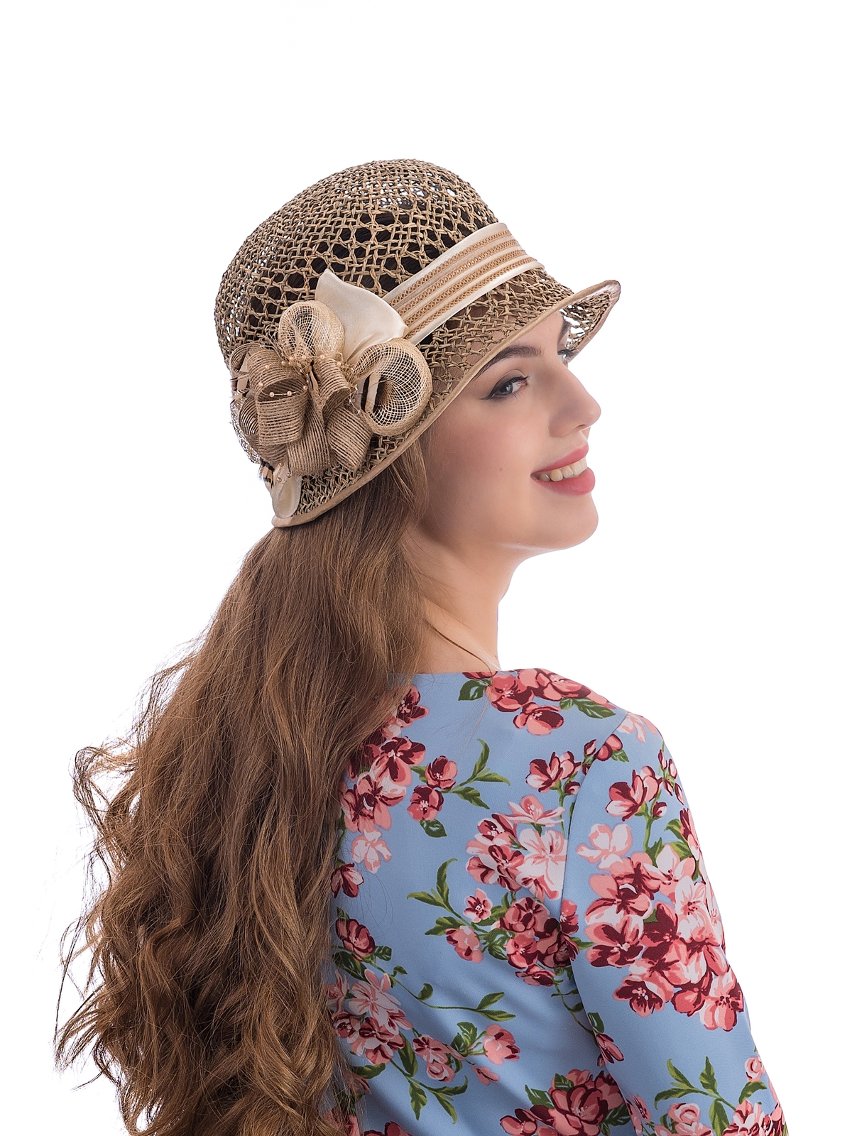 Соломенная шляпка 69 с ажуром по тулии и полю--6