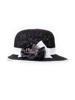 Соломенная шляпка 8 чёрная