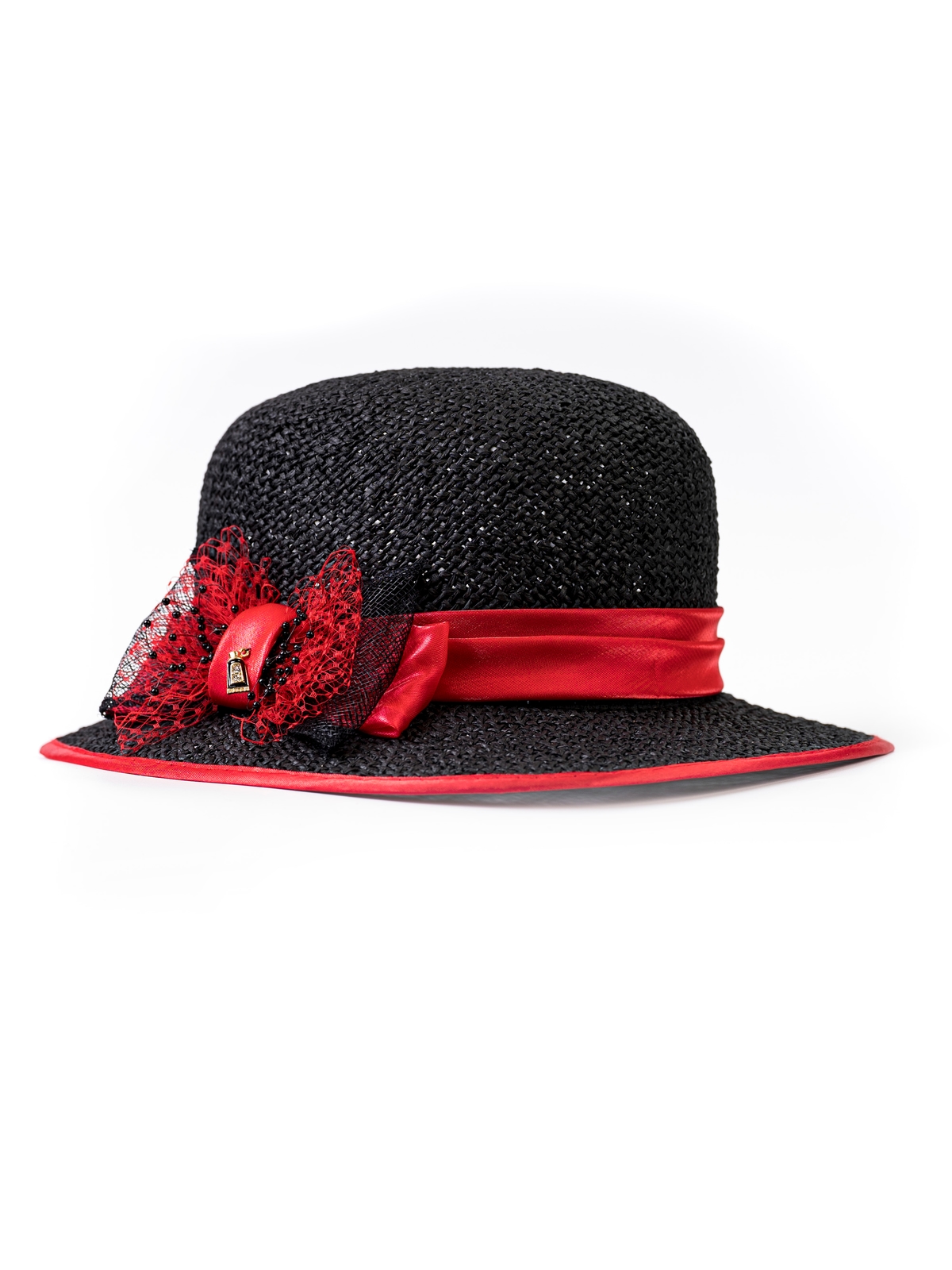 Соломенная шляпка 8 чёрная--5