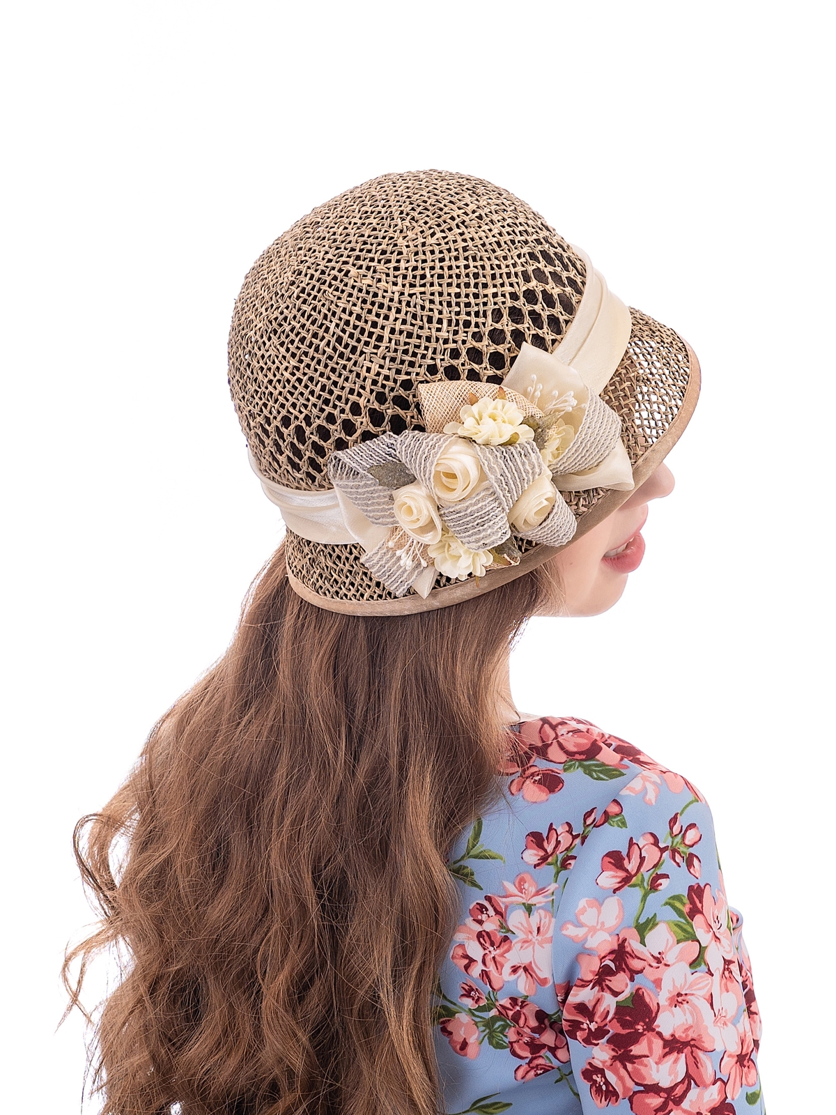 Соломенная шляпка 84 с ажуром по тулии--8