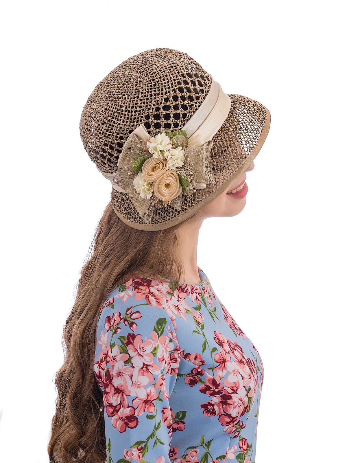 Соломенная шляпка 86 с ажуром по тулии--5