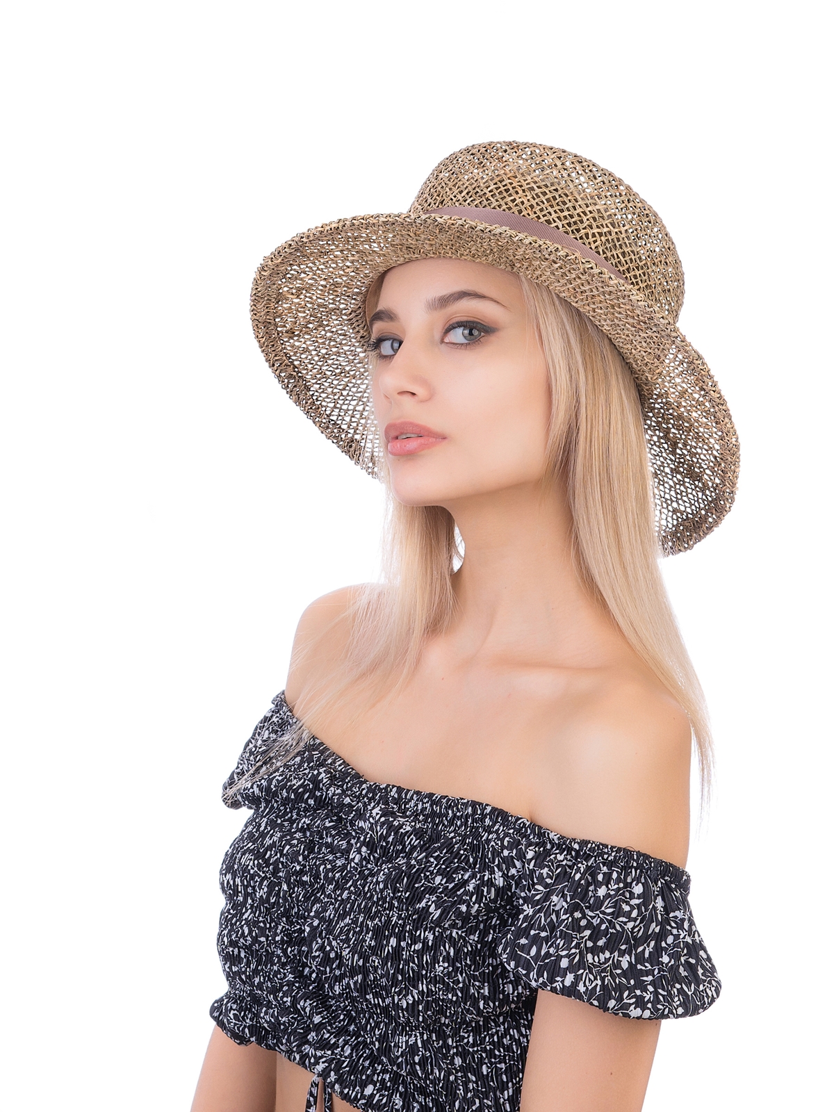 Соломенная шляпка Канотье 904 с плотным плетением--2