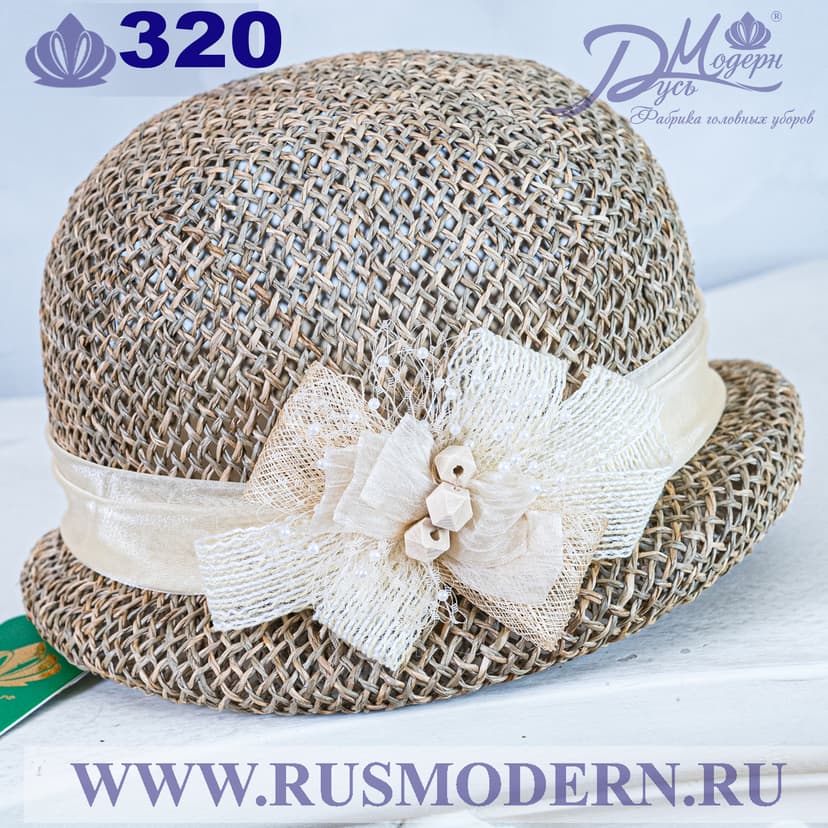 Соломенная шляпка № 320 с плотным плетением