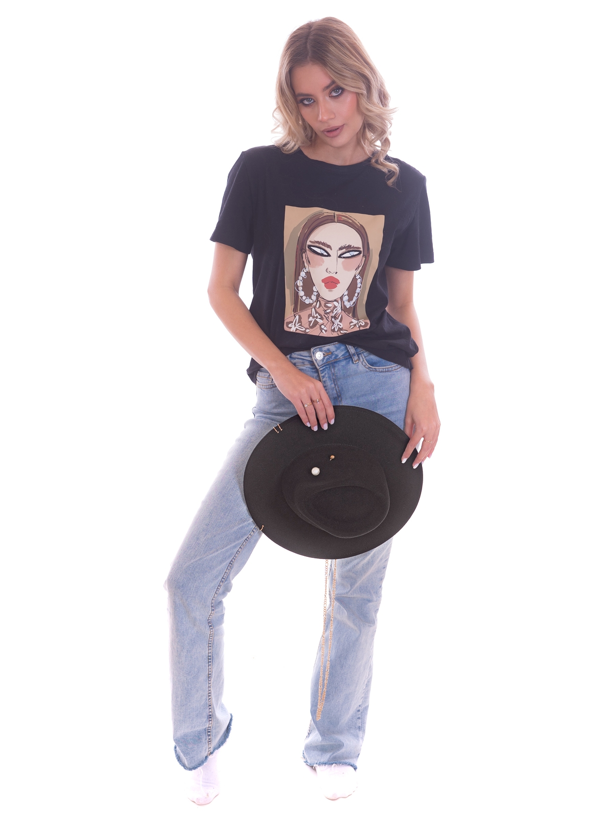 Федора+ - фетровая шерстяная шляпка №54 с цепочкой и брошкойжемчуг--9