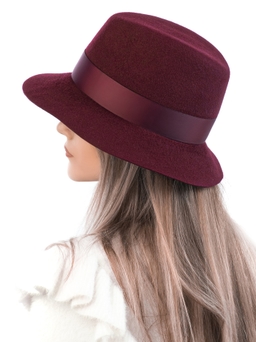 Федора фетровая шляпка № 63 бордовая--8