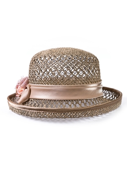 Соломенная шляпка № 14 с ажурным плетением по тулии и полю--0