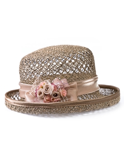 Соломенная шляпка № 14 с ажурным плетением по тулии и полю