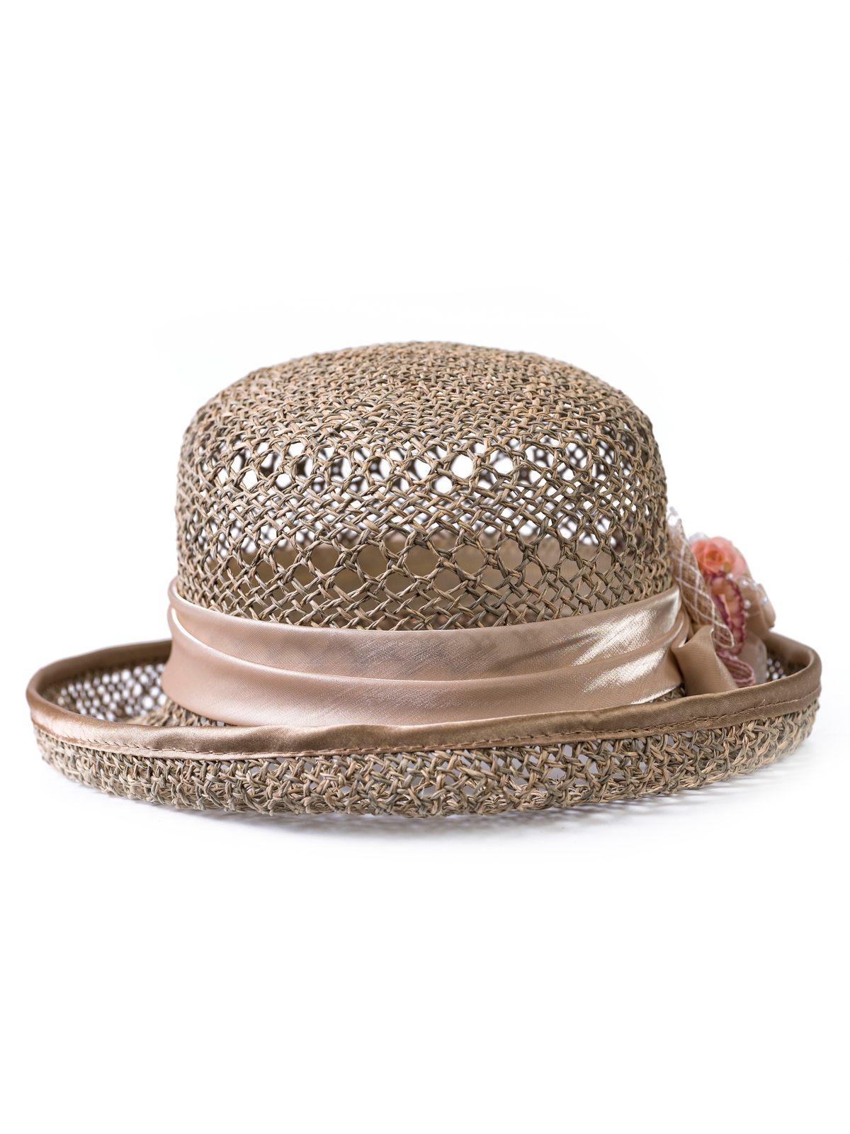 Соломенная шляпка № 14 с ажурным плетением по тулии и полю--2