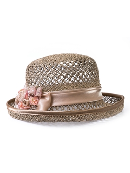 Соломенная шляпка № 14 с ажурным плетением по тулии и полю--4