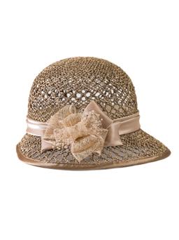 Соломенная шляпка № 19 с ажурным плетением по тулии и полю