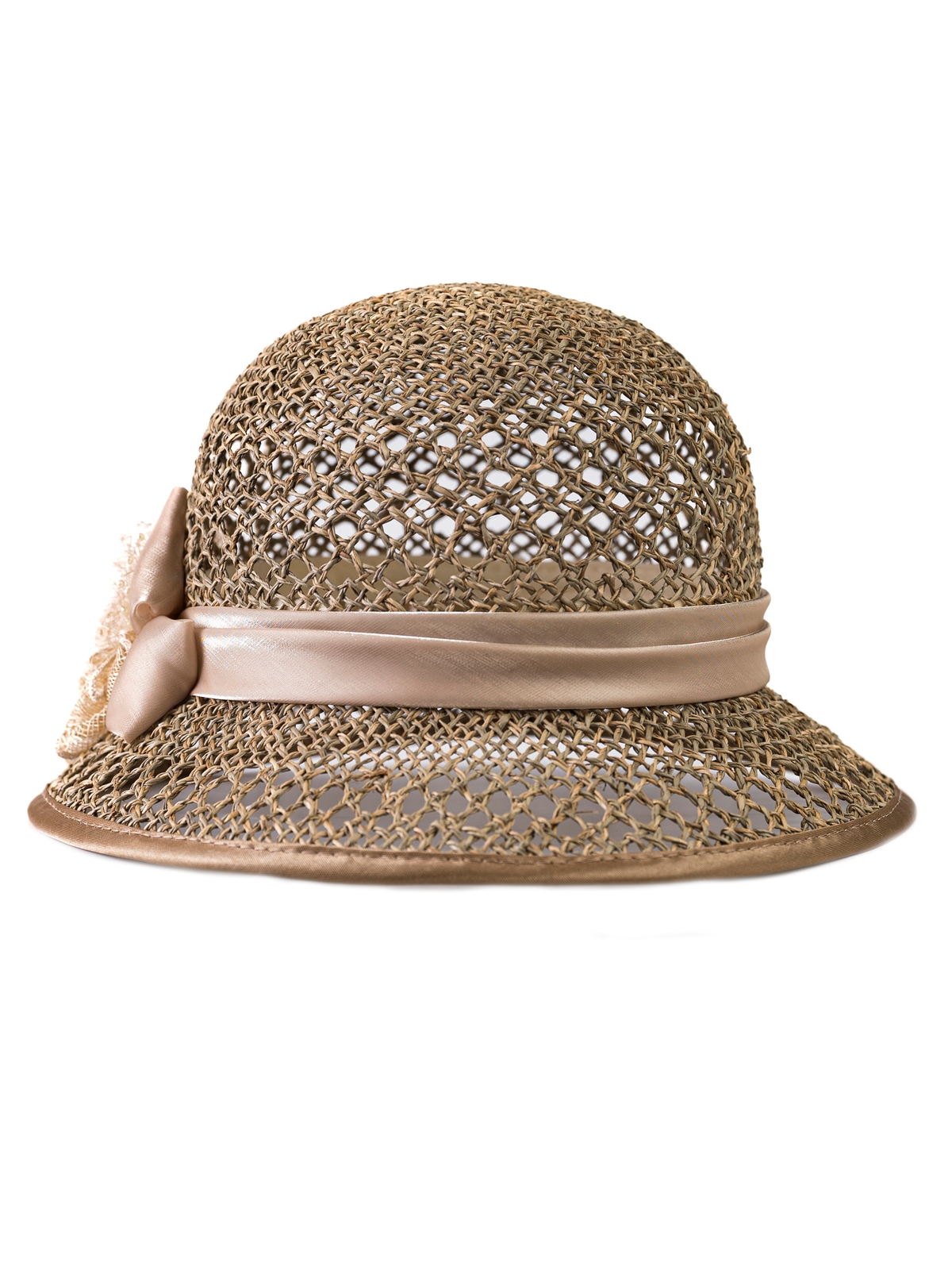 Соломенная шляпка № 19 с ажурным плетением по тулии и полю--1