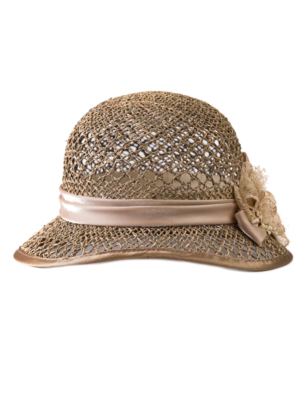 Соломенная шляпка № 19 с ажурным плетением по тулии и полю--2