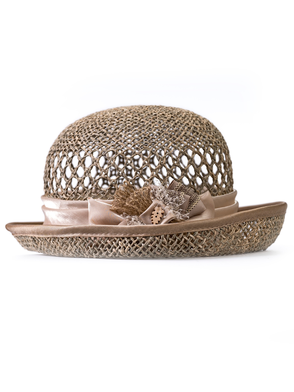 Соломенная шляпка № 20 с ажурным плетением по тулии--6