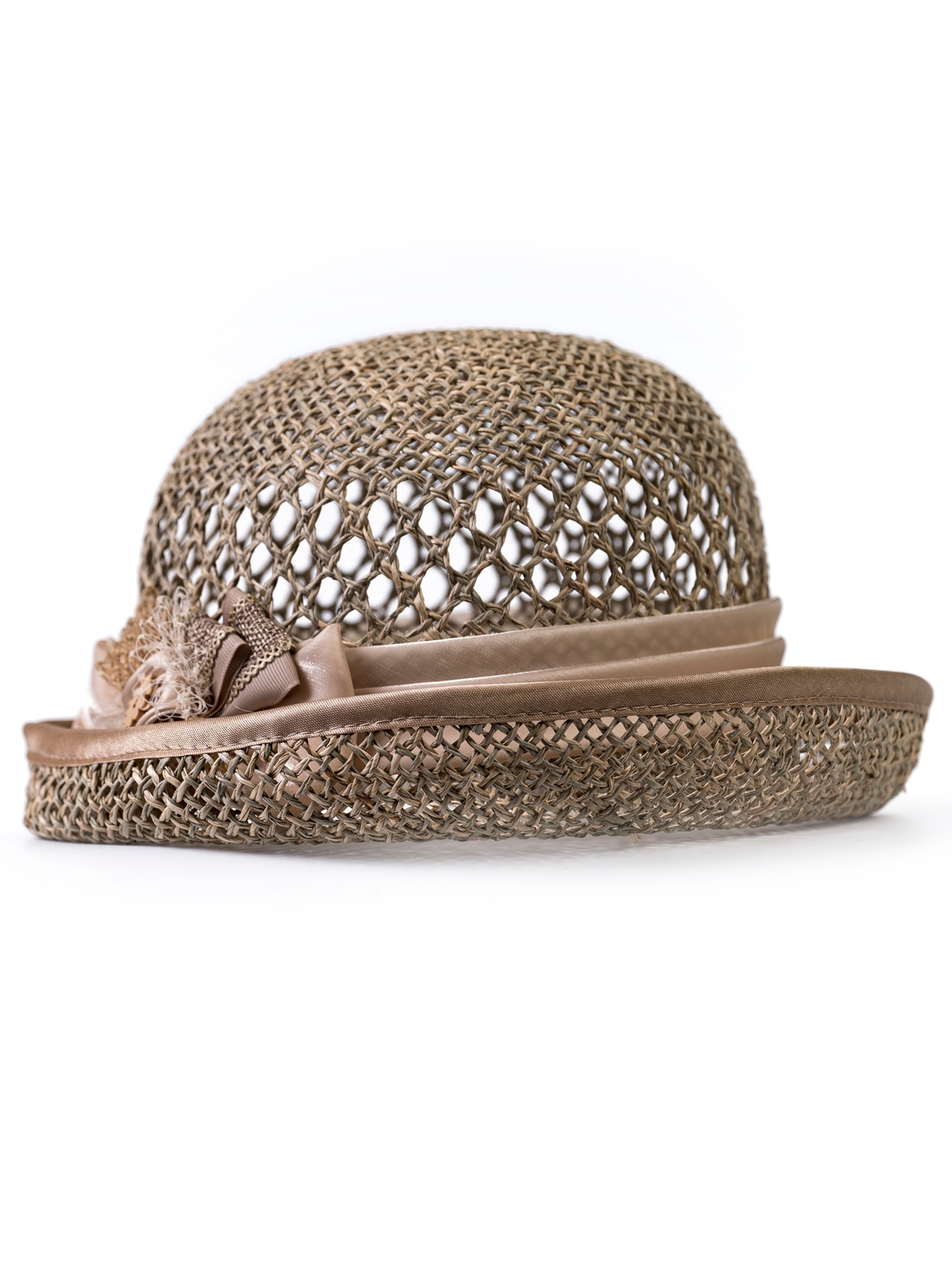 Соломенная шляпка № 20 с ажурным плетением по тулии--9