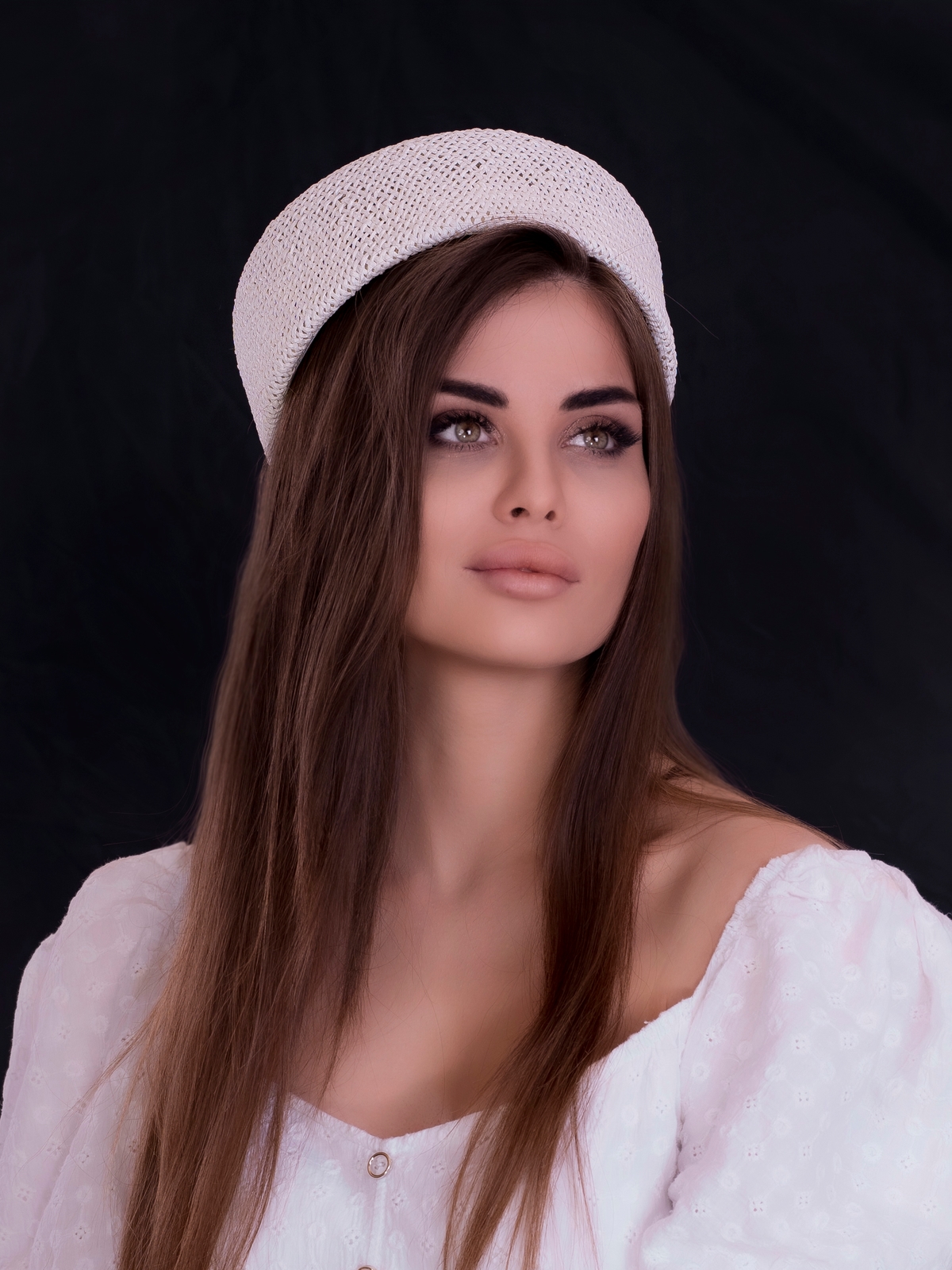 Соломенная шляпка ПилБокс № 203 белый--2