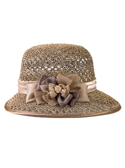 Соломенная шляпка № 26 с ажурным плетением по тулии и полю