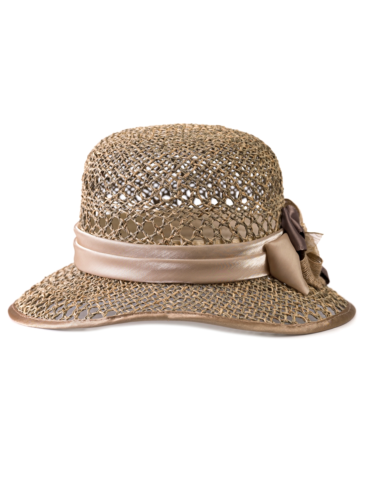 Соломенная шляпка № 26 с ажурным плетением по тулии и полю--2