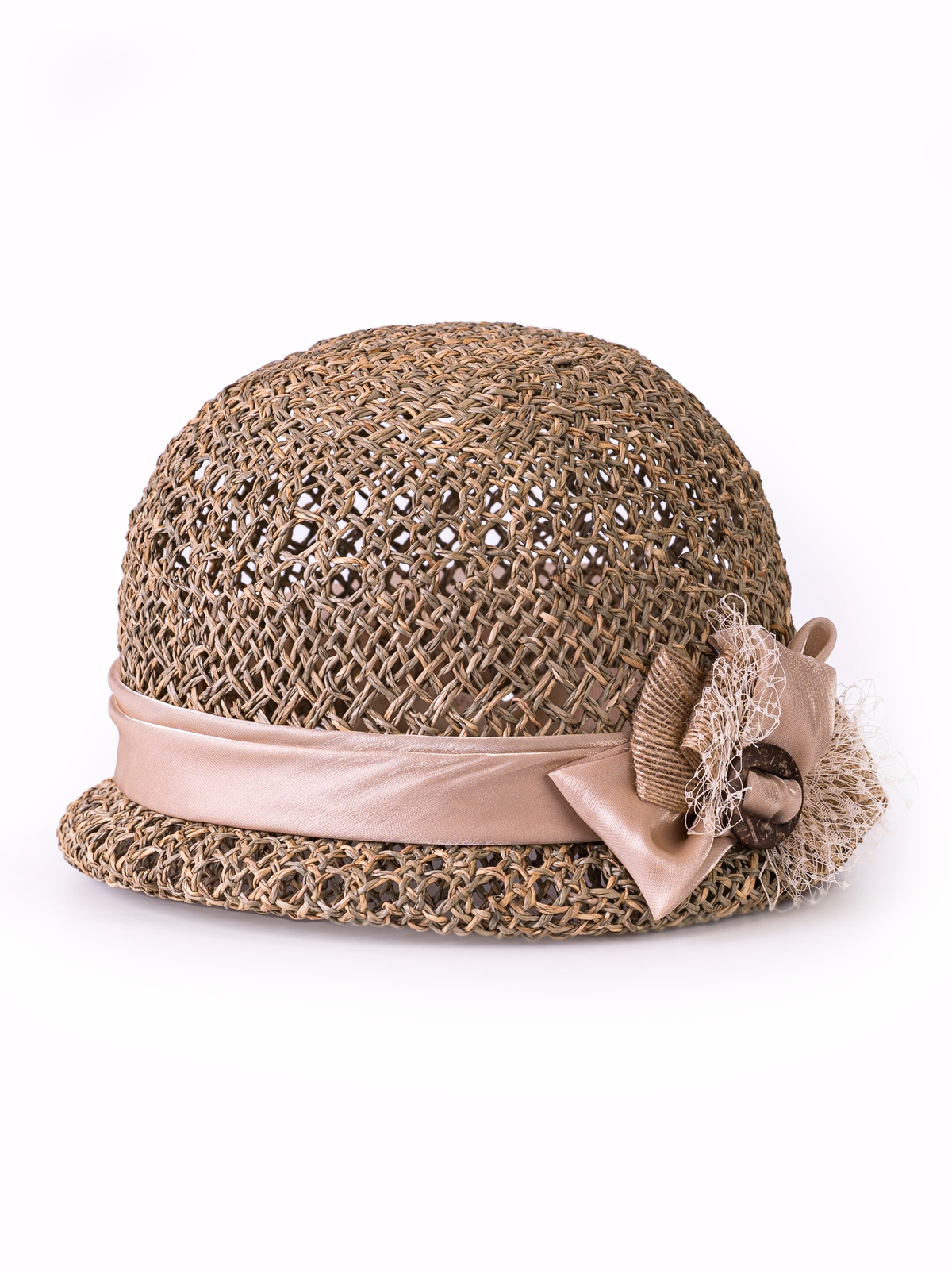 Соломенная шляпка № 320 с ажурным плетением --6