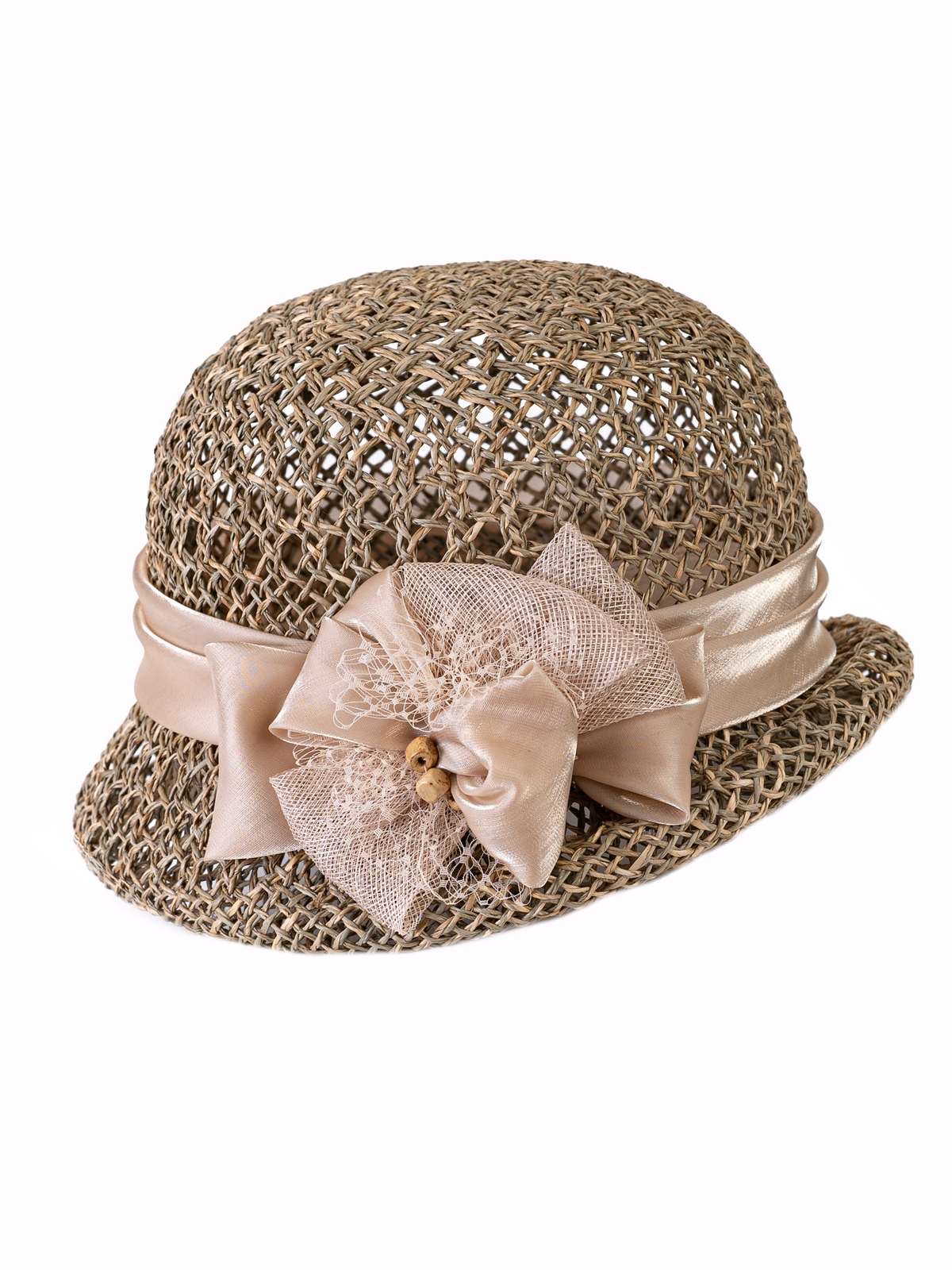 Соломенная шляпка № 322 с ажурным плетением