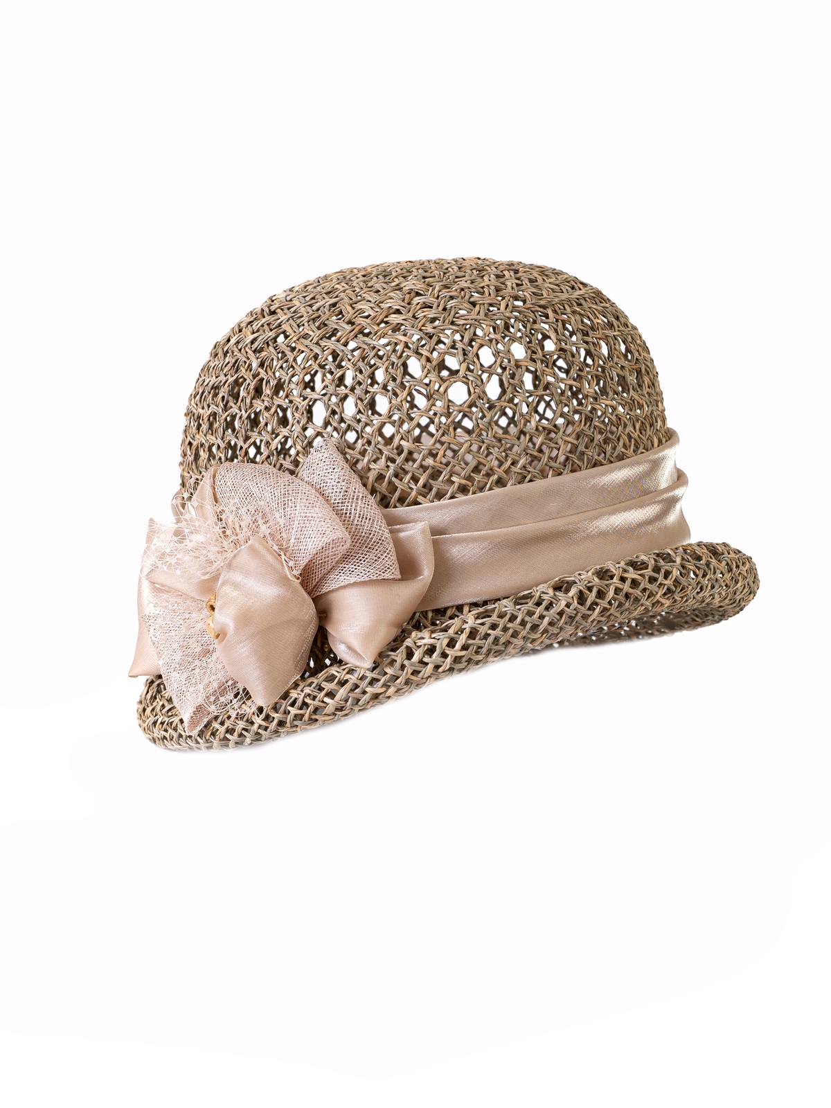 Соломенная шляпка № 322 с ажурным плетением--1
