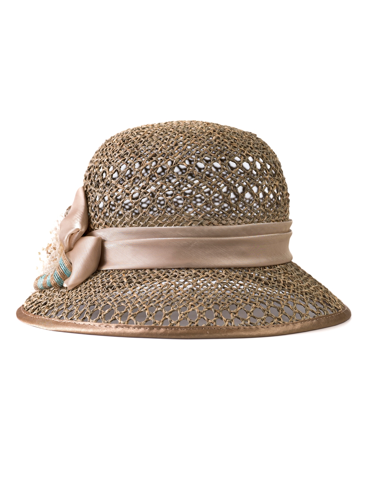 Соломенная шляпка № 39 ажурным плетением по тулии и полю--2