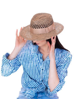 Соломенная шляпка №54 с ажуром по тулии --1