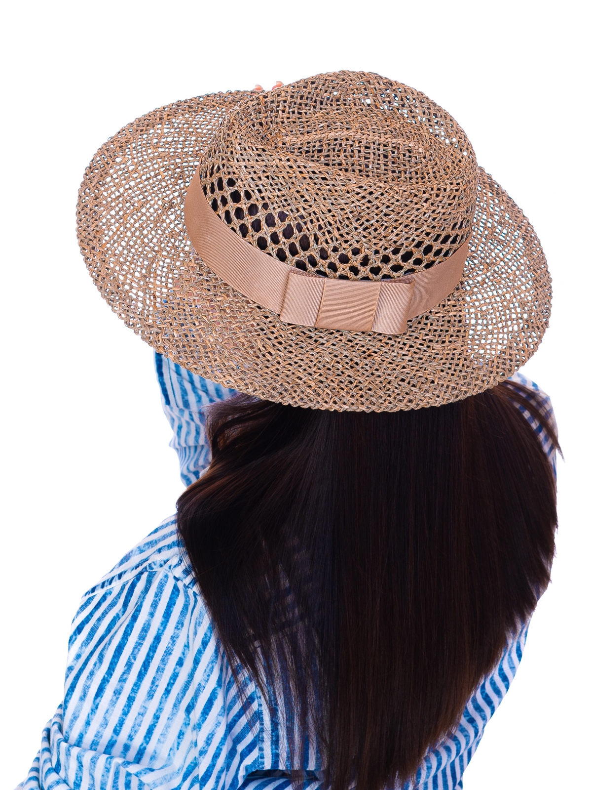 Соломенная шляпка №54 с ажуром по тулии --2