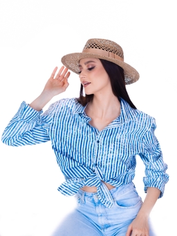 Соломенная шляпка №54 с ажуром по тулии --5