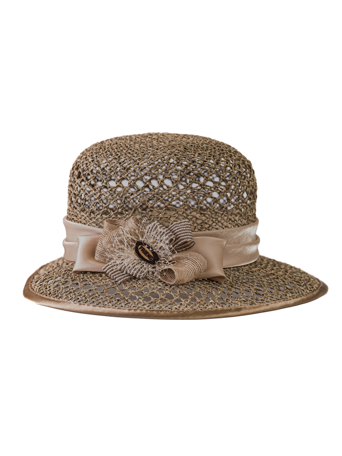 Соломенная шляпка 7 с ажуром по полю и тулии