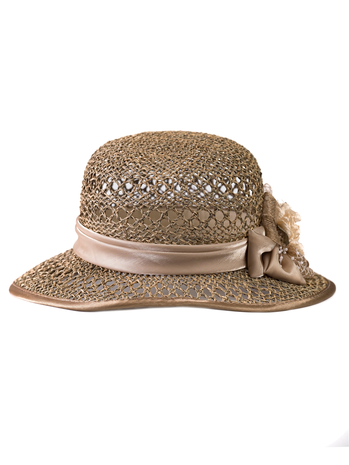 Соломенная шляпка 7 с ажуром по полю и тулии--5