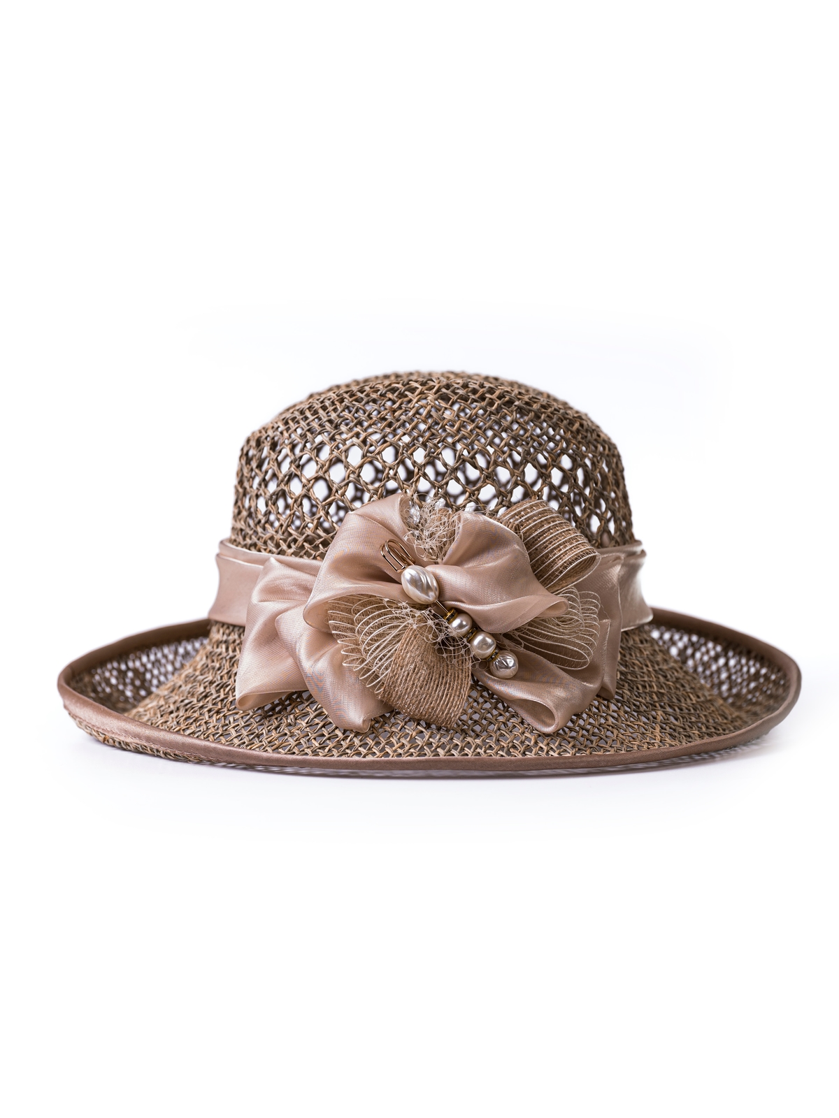 Соломенная шляпка 75 с ажуром по тулии --0